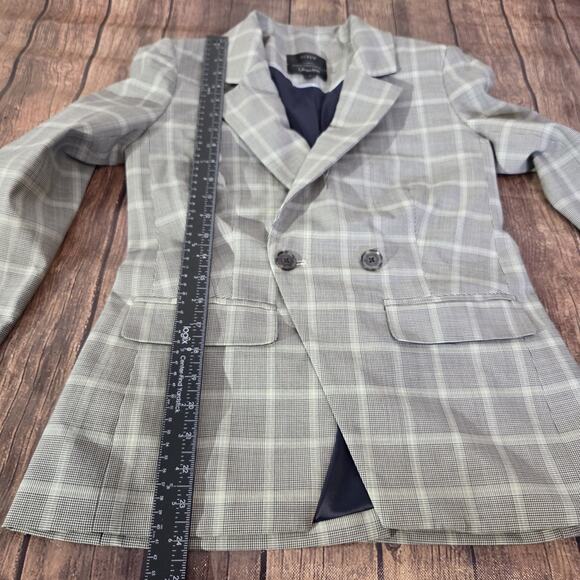J.Crew Blazer Women 2 Gray Devon Plaid Tollegno 1900 Italian Stretch Wool Blend - Picture 5 of 12